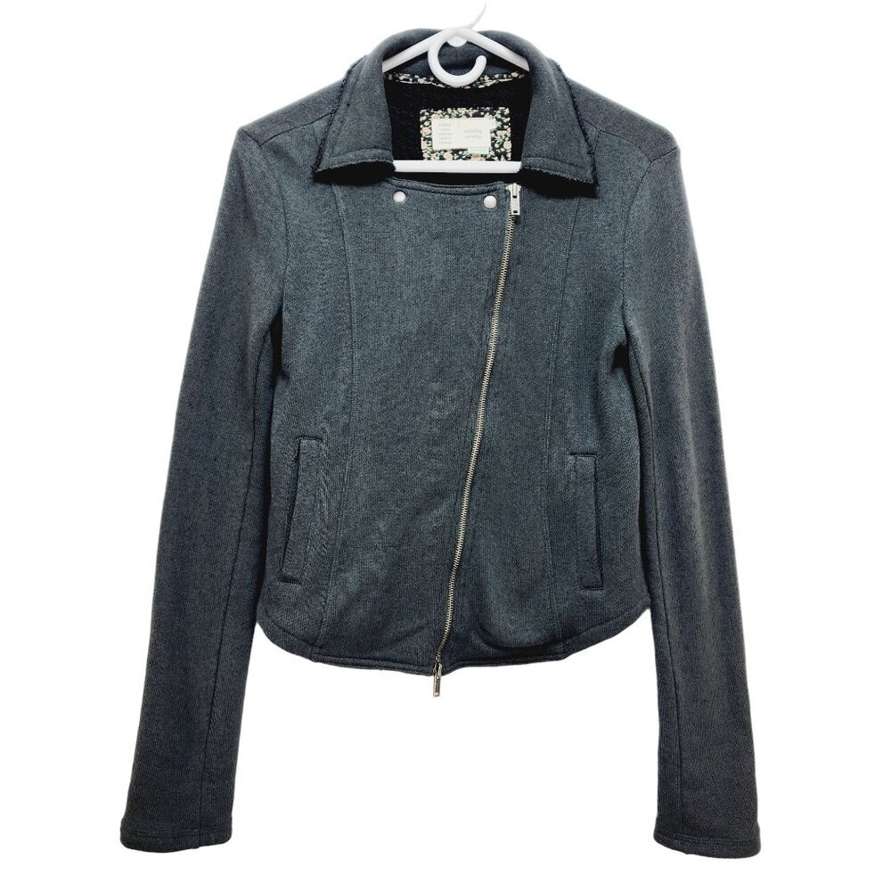 Anthropologie SATURDAY SUNDAY WOMEN'S FLEECE KNIT MOTORCYCLE JACKET green Size X
